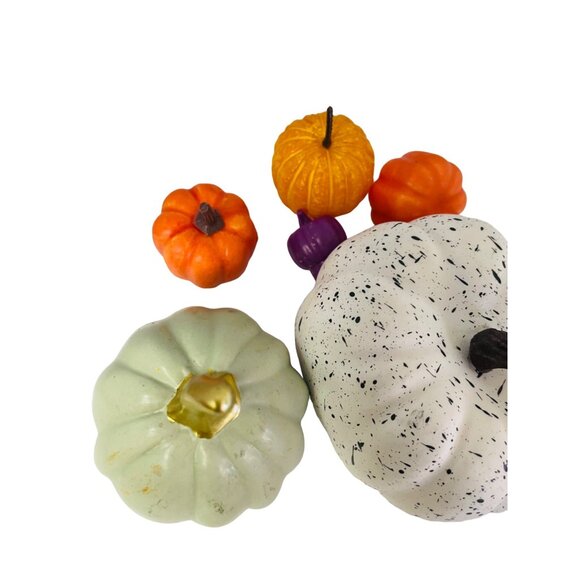 Set Of 6 Assorted Artificial Mini Pumpkins & Gourds For Decorative Display - Picture 8 of 8